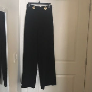 Zara black wide leg pants with gold buttons